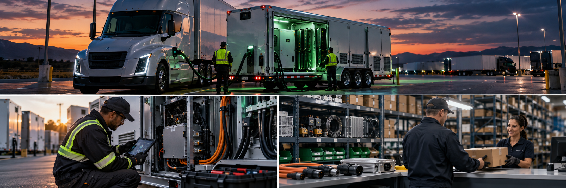 Mobile energy, technician service and parts fulfillment operations